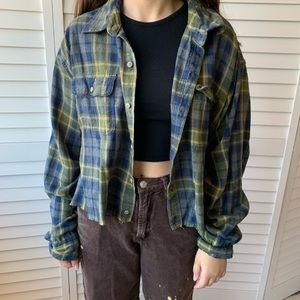 VINTAGE CROPPED PLAID SHIRT